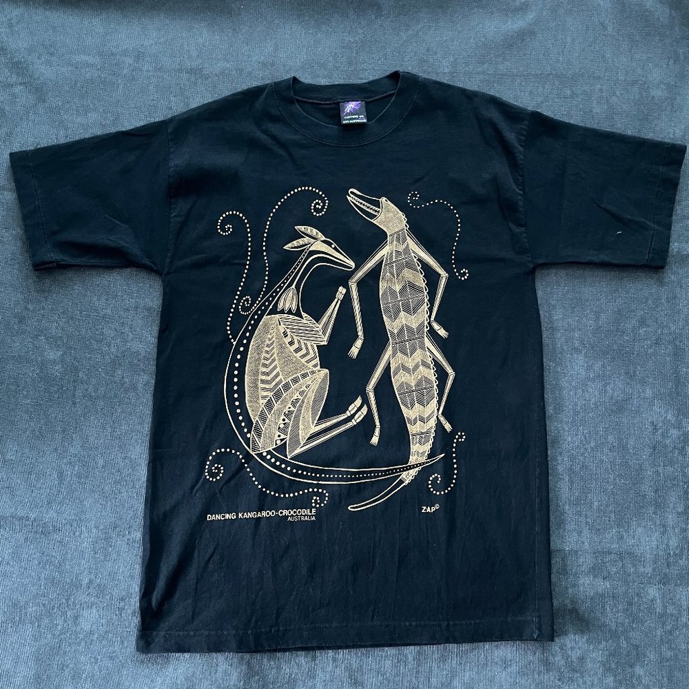 ZAP Clothing Co. Dancing Kangaroo Crocodile Black T (M)